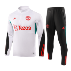 Manchester United 1/4 Zip Tracksuit 2023/24 Kids White