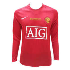 Retro Manchester United Home Champion League Long Sleeves Jersey 2007-08 By Adidas